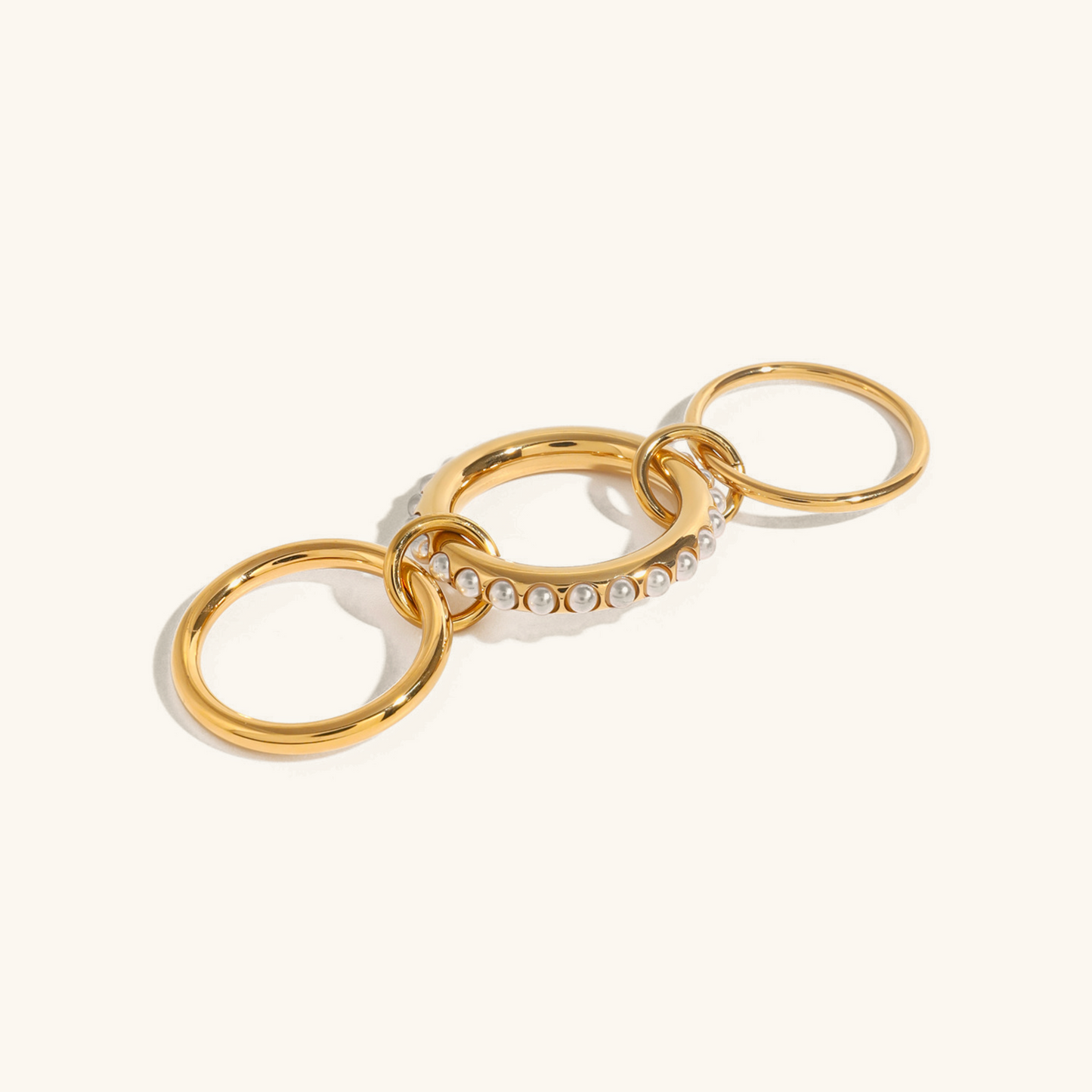 Albyn - Gold-Silver Pearl Stacking Ring