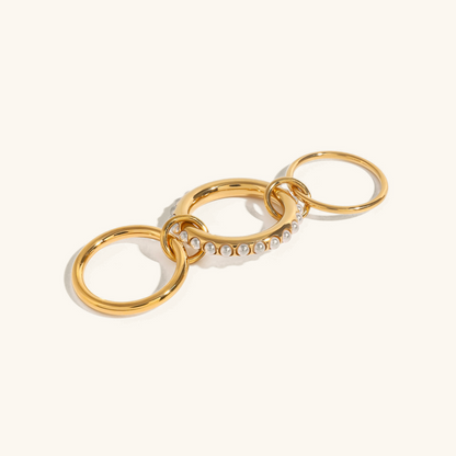 Albyn - Gold-Silver Pearl Stacking Ring