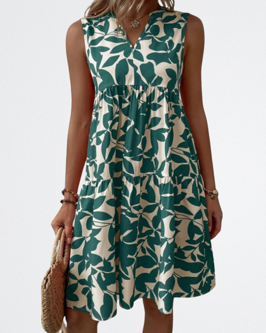 Alora | Leaf Print Summer Dress