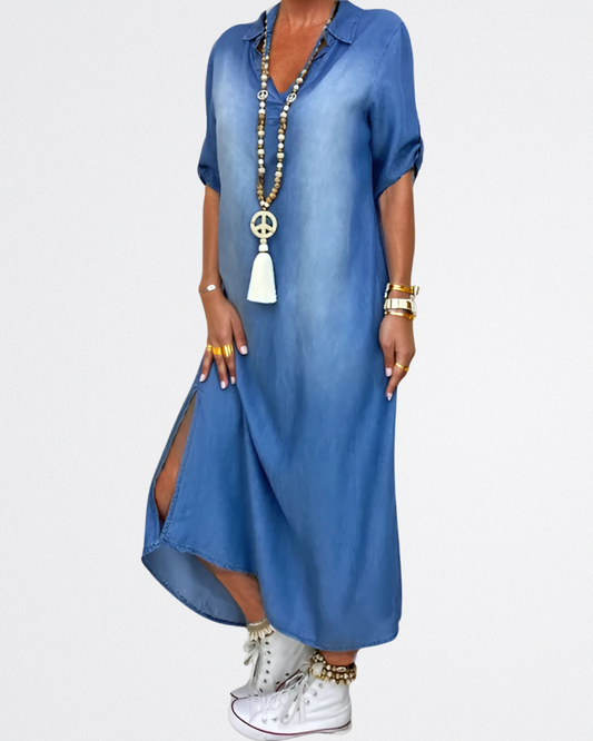 Jada Casual Denim Maxi Dress