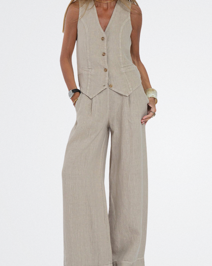 Amaretta - Elegant Linen Two-Piece