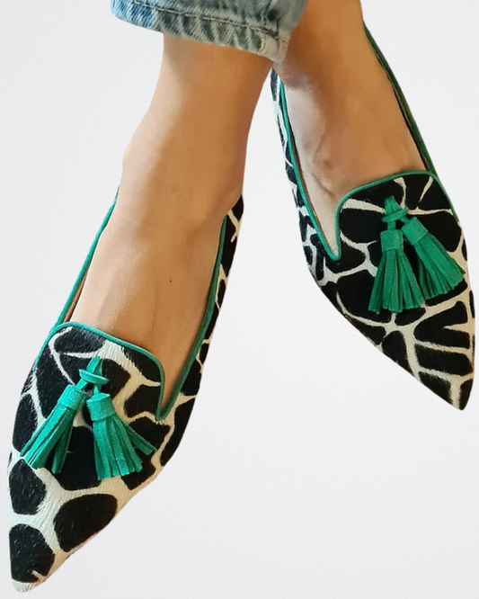 Stella - Cow Print Loafers