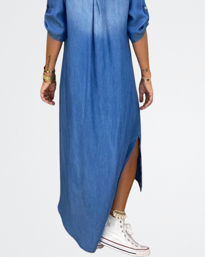Jada Casual Denim Maxi Dress