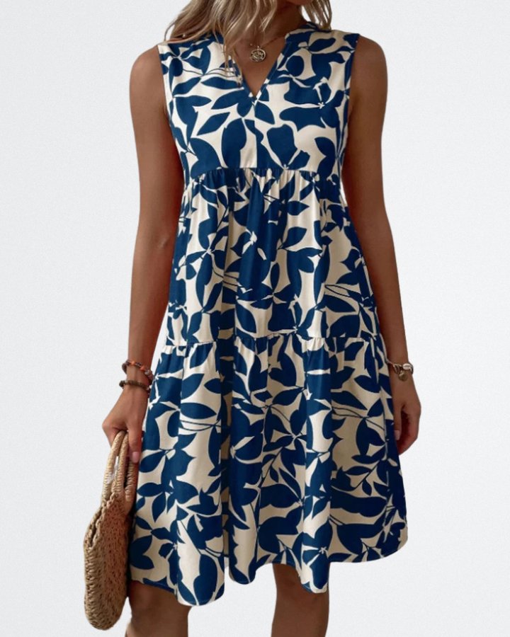 Alora | Leaf Print Summer Dress