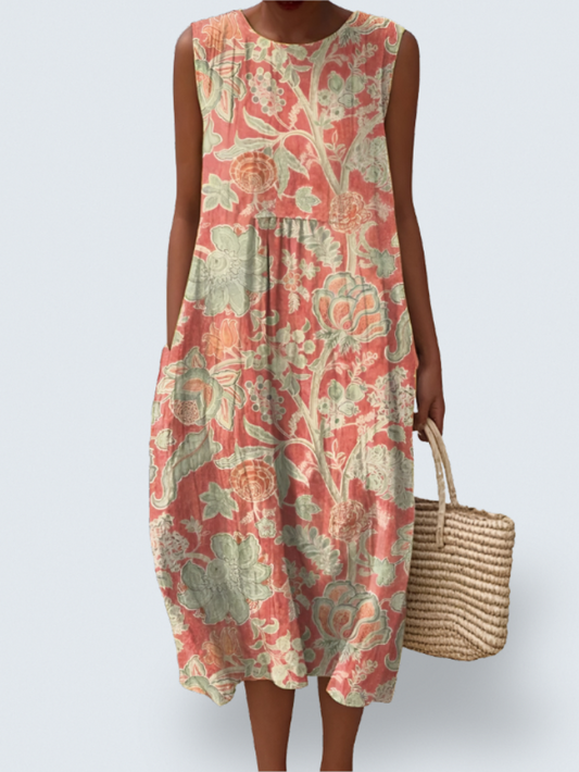 Mira | Vintage Garden Sleeveless Dress