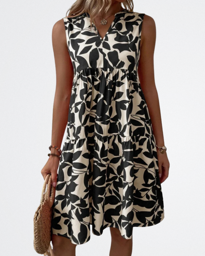 Alora | Leaf Print Summer Dress