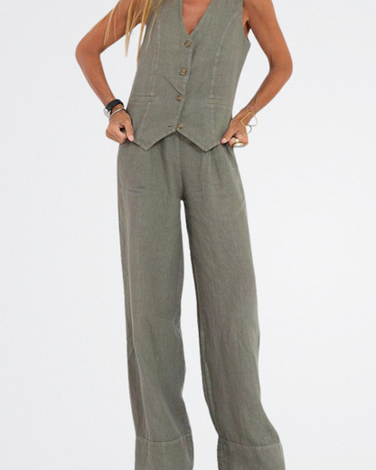 Amaretta - Elegant Linen Two-Piece