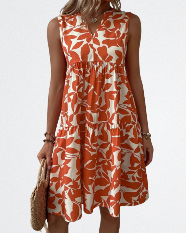 Alora | Leaf Print Summer Dress