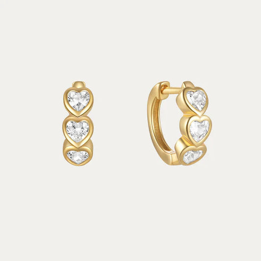 Joycee - Heart-Shaped Hoops with Zirconia