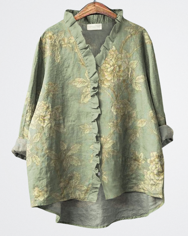 Margaret - Olive Floral Shirt