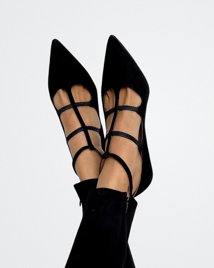 Stephanie - Strappy Noir Heels
