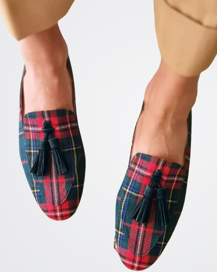 Madison - Luxe Plaid Tassel Loafers