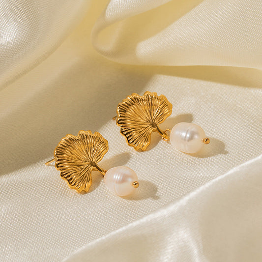 Elegant 18-carat gold-plated pearl earrings – Ginter
