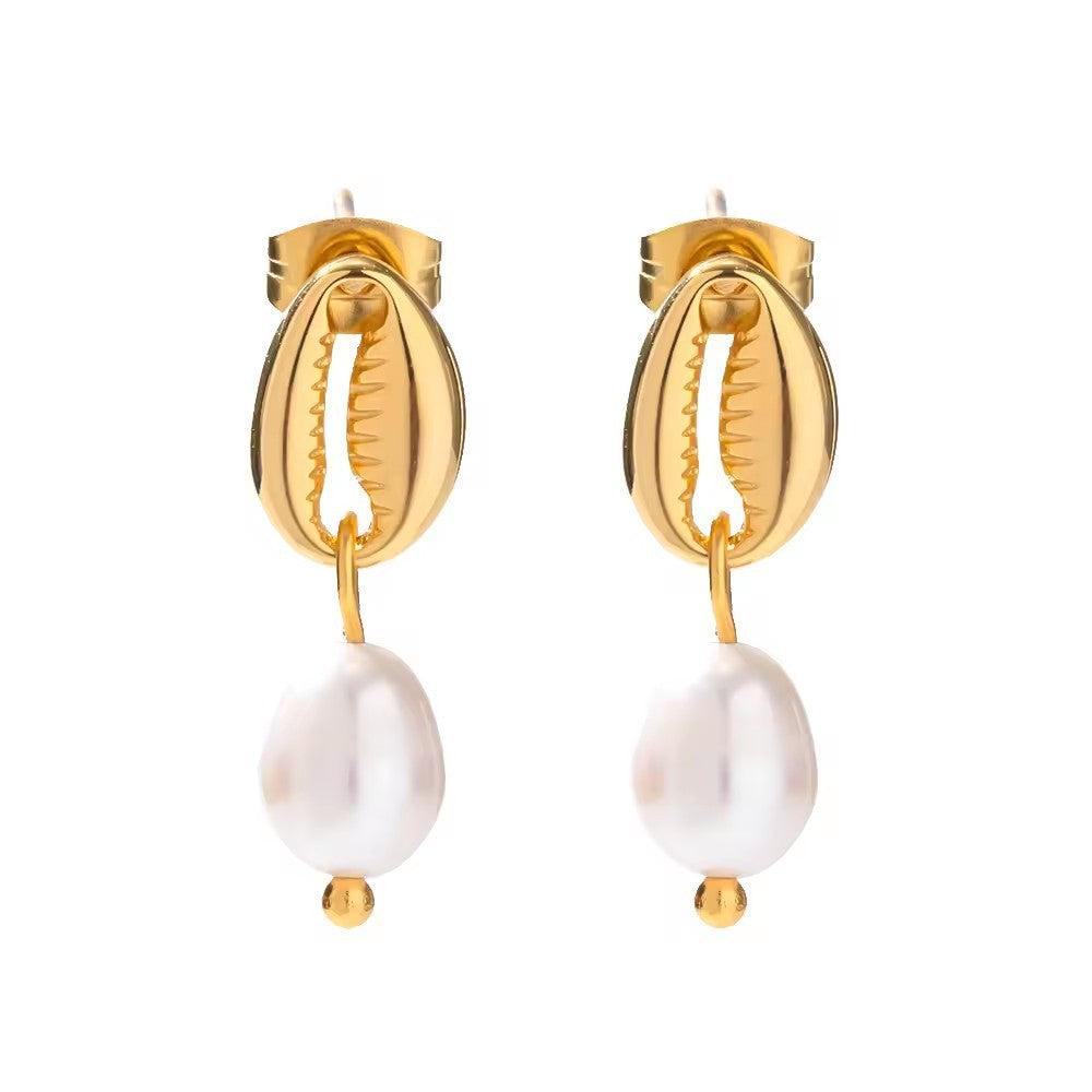 Elegant 18-carat gold-plated pearl earrings – Ginter