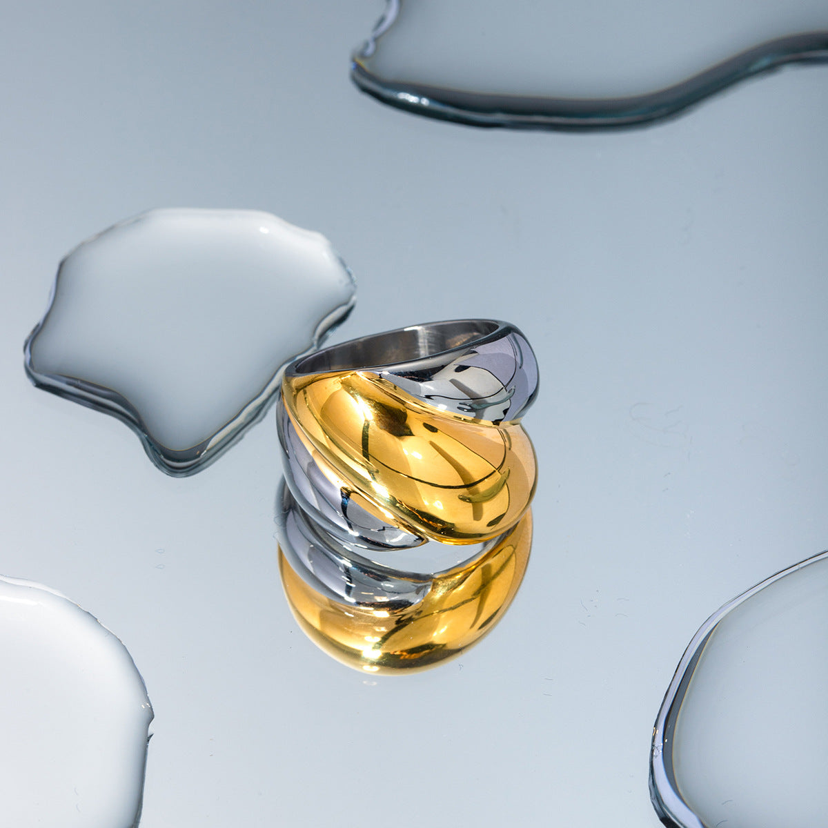 Harewell - Stylish Geometric Gold Rings