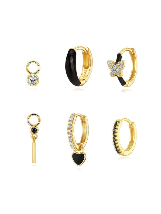 Dorcas - S925 Sterling Silver Earring Set with Heart and Butterfly