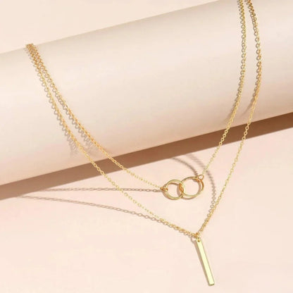 Retro Gold Double Circle Pendant Necklace