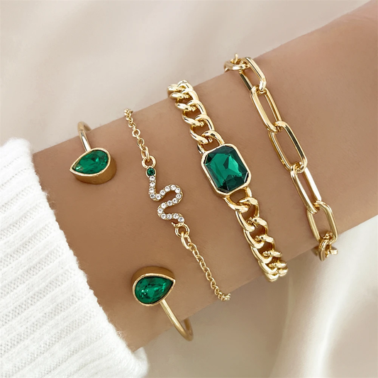 Green Crystal Bracelet Set